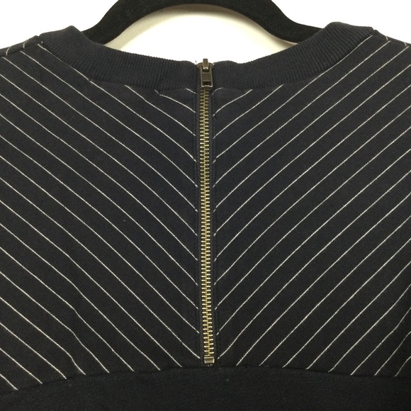 J. Crew Pieced Pinstripe Pullover Sweatshirt Blue - Picture 5 of 6